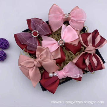 New fashion gift girl birthday gift set red ribbon bow ribbon flower hairpin cute sweet children hairpin set